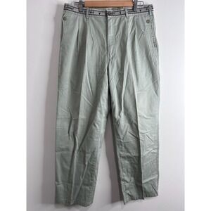 Playboy Vintage Pleated Trousers Sage Green Branded Waistband Mens 34